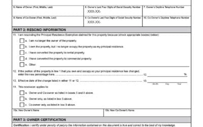 Form 2602 – Request to Rescind Principal Residence Exemption