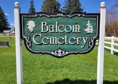 Balcom Cemetery sign in Ionia Michigan