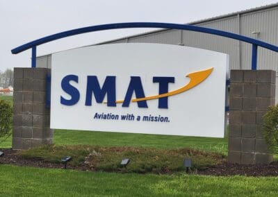 Sign for School of Missionary Aviation Technology in Berlin Towniship, Ionia Michigan