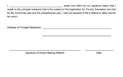 Form 4988 – Poverty Exemption Affidavit